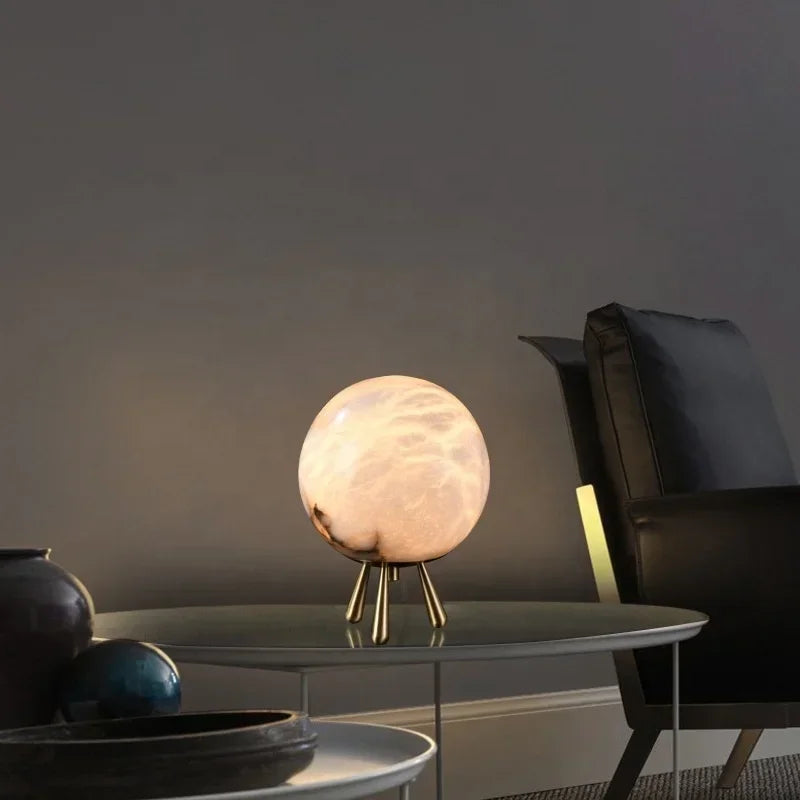 Luxury Natural Marble Table Lamp Ring Ball