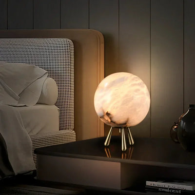 Luxury Natural Marble Table Lamp Ring Ball