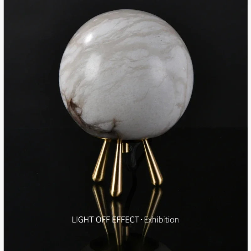 Luxury Natural Marble Table Lamp Ring Ball